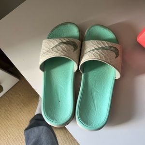 women’s nike teal slides